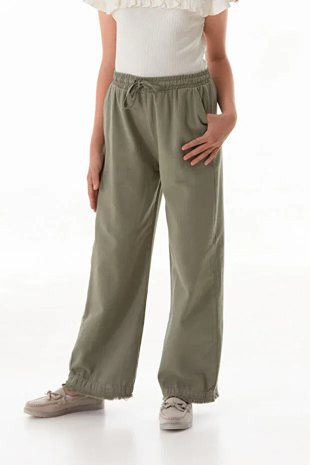 Детские брюки для девочек с завязками Fulla Moda, Khaki — фото 4
