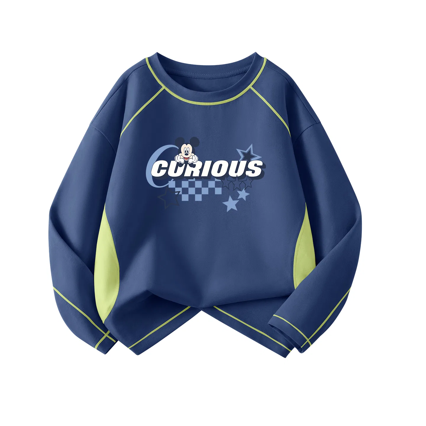 Детская футболка с принтом Disney Kids T Shirts Crew Neck Thin Stretch, Di Xing Ge Qi Navy Blue