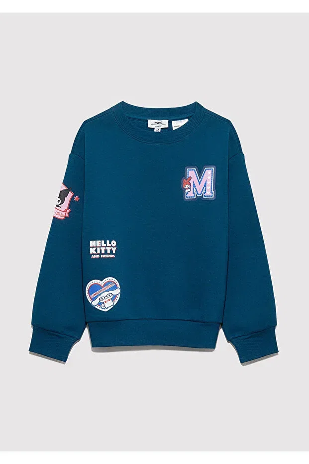 Детские свитшот для девочек с принтом Hello Kitty Mavi, Blue — фото 4
