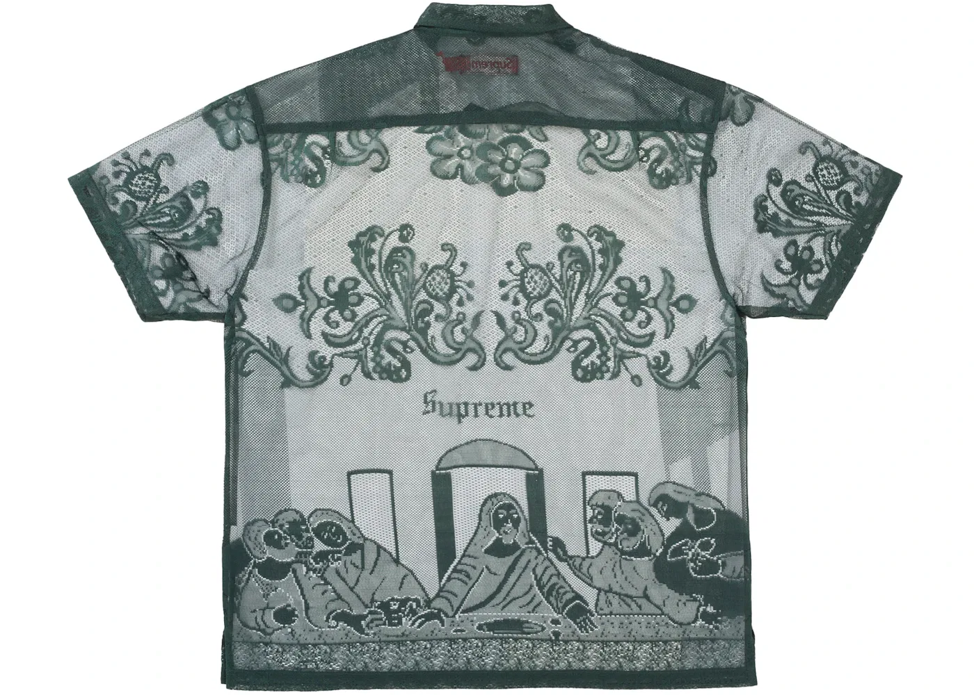 Мужская рубашка с кружевной вставкой Supreme Last Supper Lace S/S Shirt, Green — фото 2