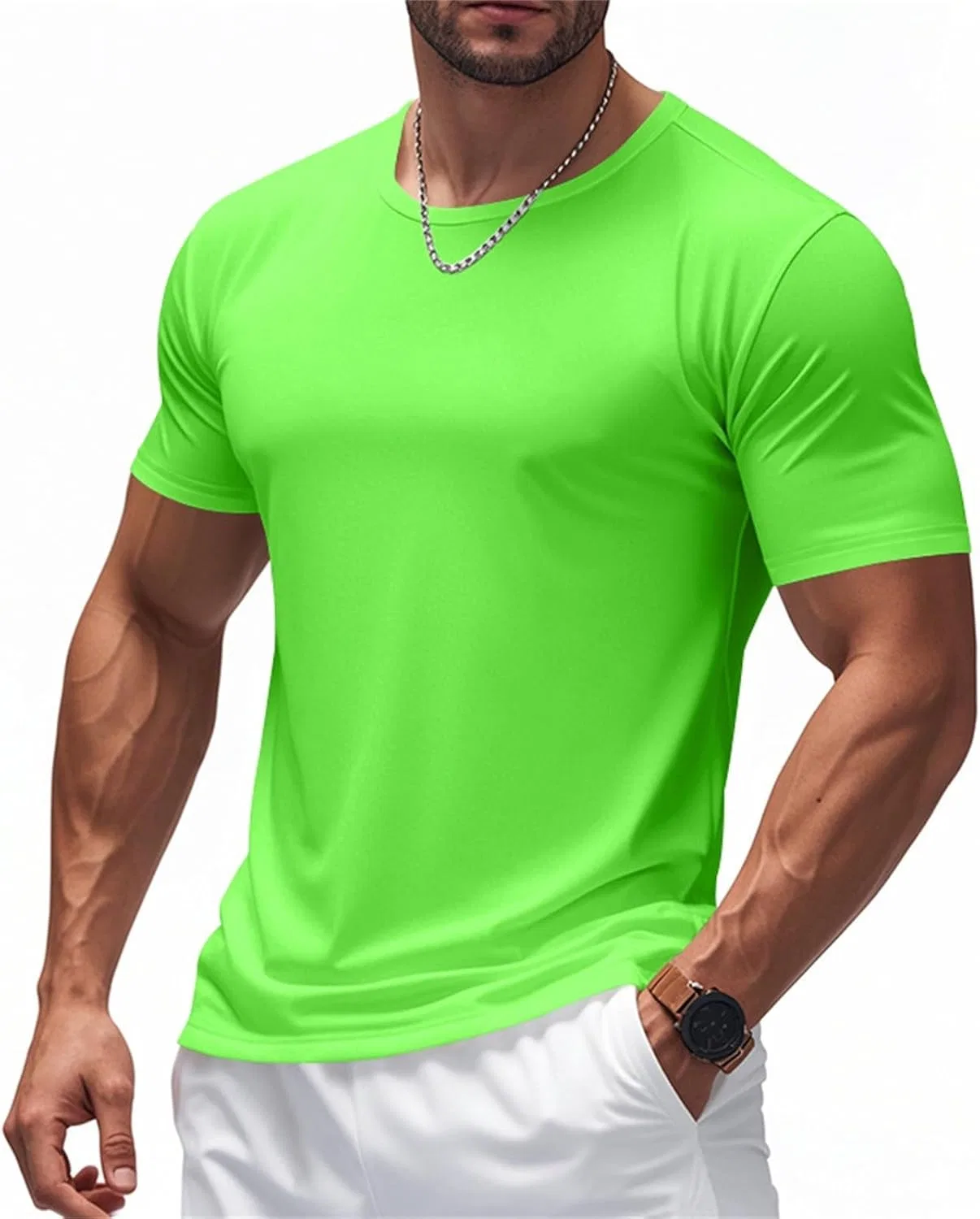Мужская спортивная футболка с быстросохнущей тканью Mesh Athletic Workout, Green — фото 2