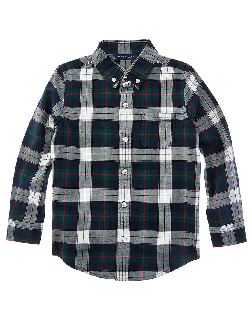 Детская рубашка для мальчиков с принтом Janie and Jack Tartan Flannel Shirt, мультиколор