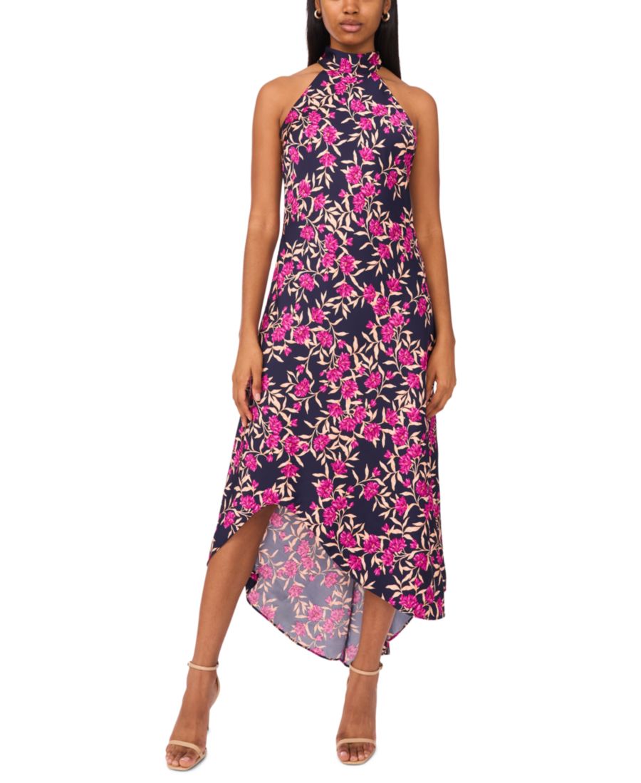 

Женское атласное платье миди с драпировкой и завязками на спине, с воротником-халтером CeCe, Plum