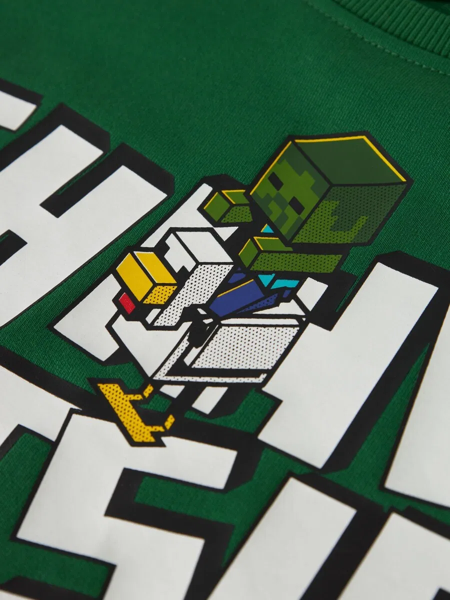 Толстовка NAME IT с надписью «Minecraft» серого цвета — фото 3