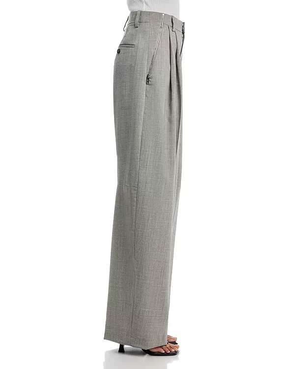 Женские шерстяные брюки Mid Rise Tailored Pants Alexander Wang, Light Heather Grey — фото 4