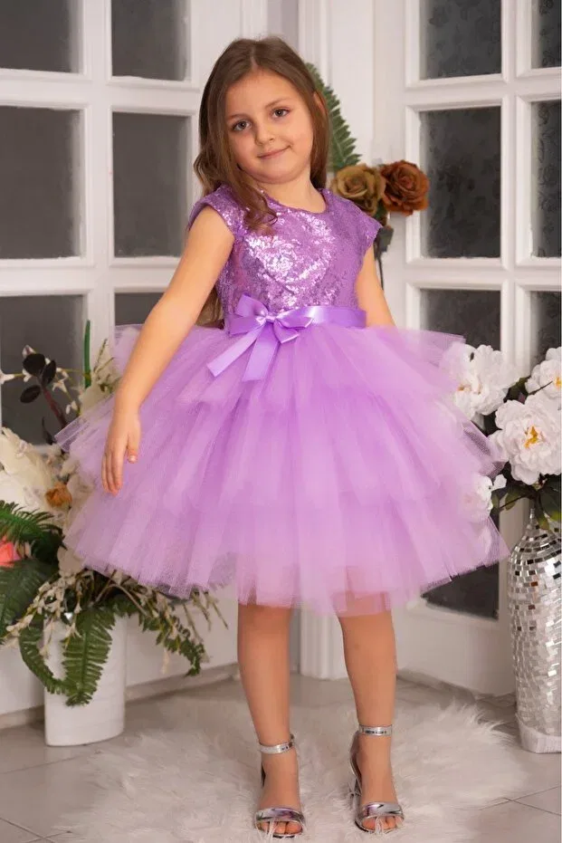 Детское платье для девочек с принтом Baby girl child gown lila Esmacamoda, Lila