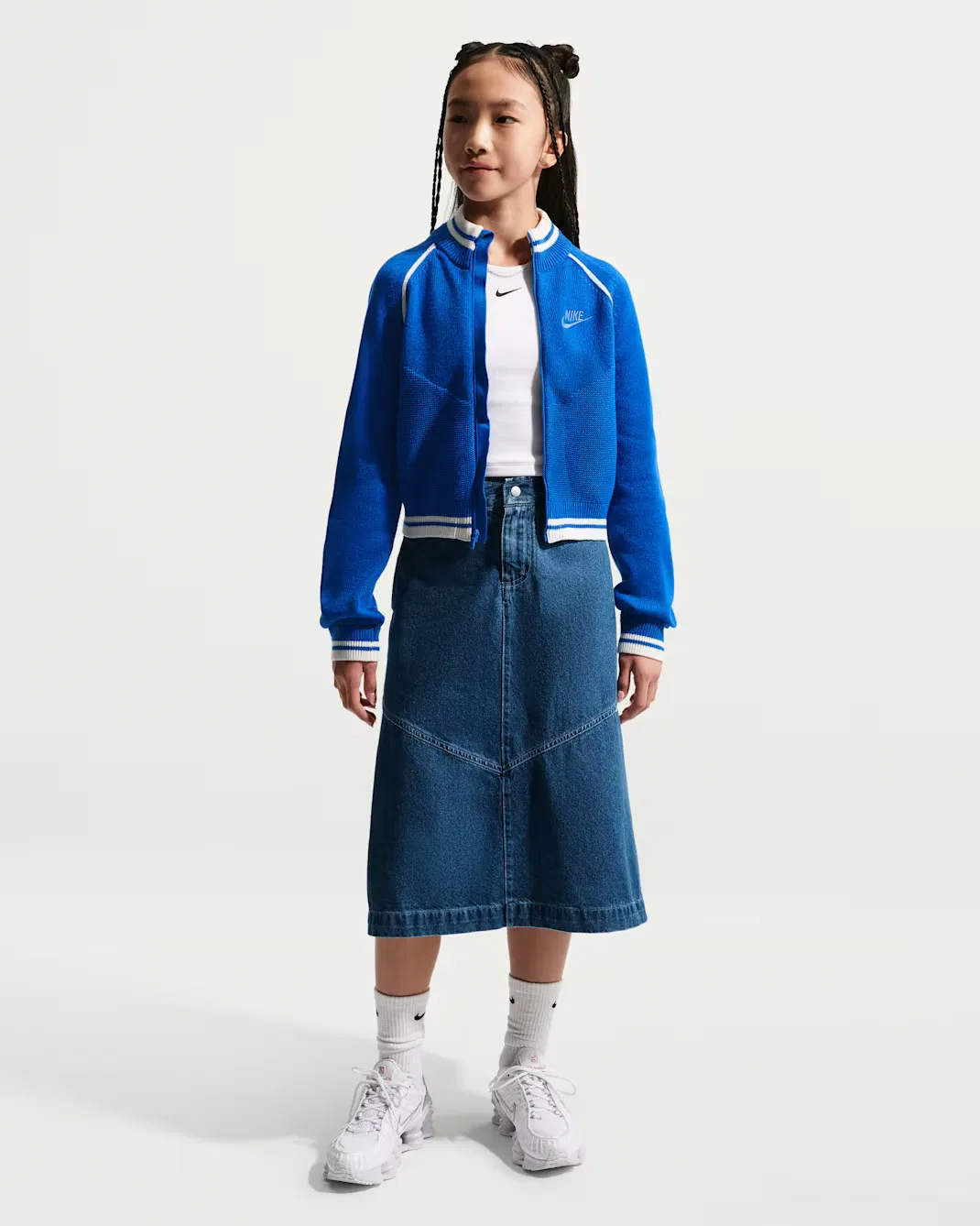 Детский свитер/спортивная куртка для девочек (подросткового возраста) Nike Sportswear Collection, Game Royal/White — фото 4
