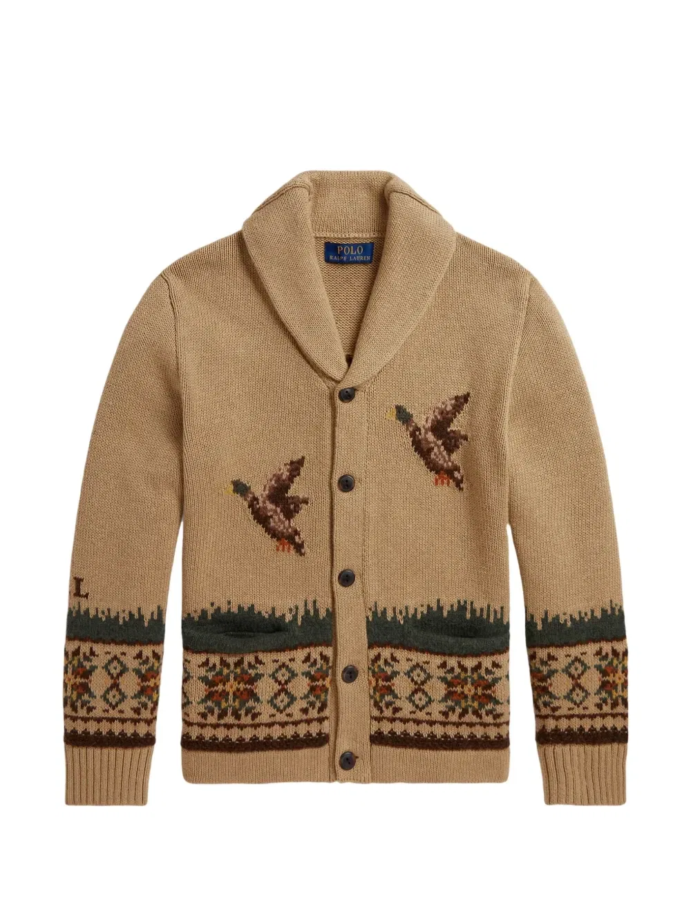 Кардиган с воротником-шалькой Polo Ralph Lauren Kids, коричневый