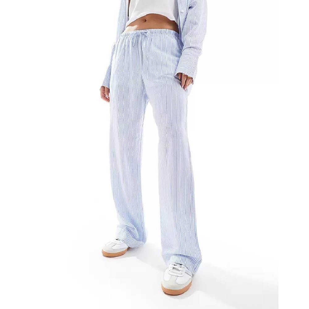 

Брюки Bershka Wide With Drawstring Waist, голубой