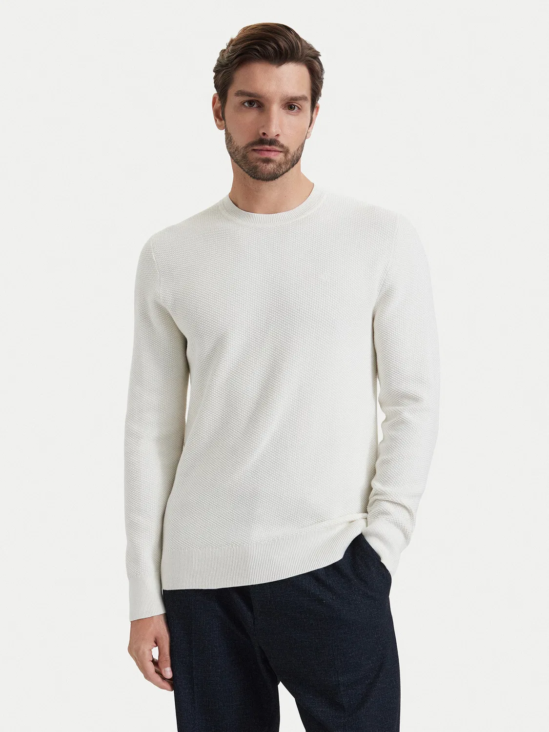 Мужской пуловер стандартного кроя Calvin Klein, кремовый