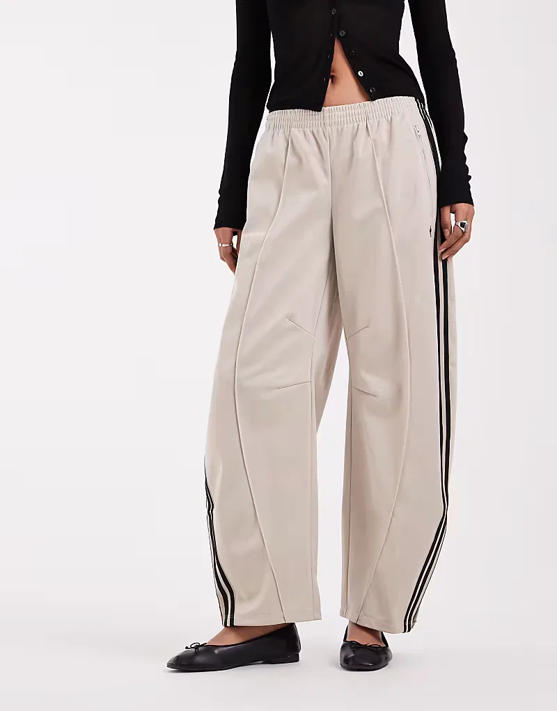 Спортивные брюки Adidas Originals Firebird с завышенной талией, бежевые — фото 3