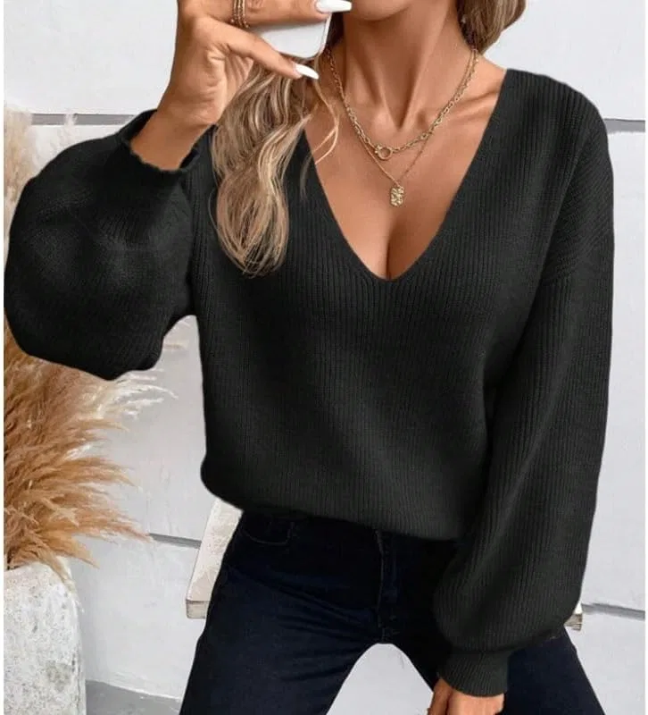 Женский свитер с бантом, с длинным рукавом, Pullover, чёрный — фото 3