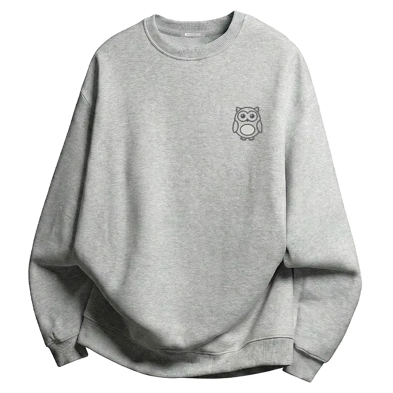 Детский свитшот с принтом Red Bean Minimalist Design Owl-Shaped, Light Gray