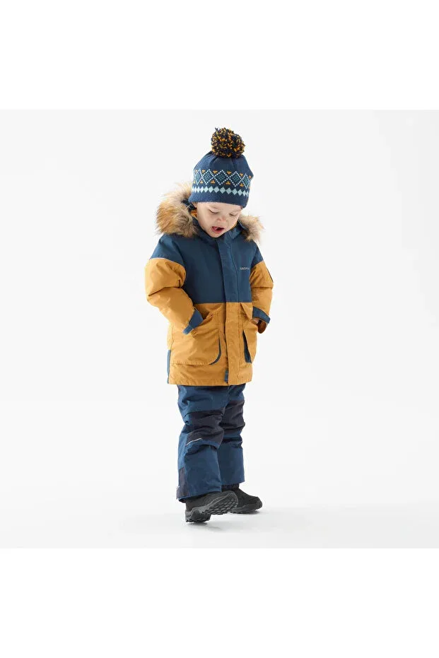 Детское пальто для девочек с капюшоном непромокаемое Quechua, Dark Yellow Decathlon — фото 3