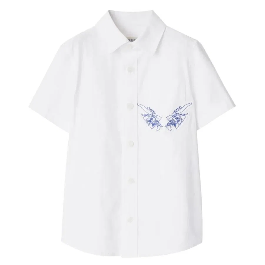 Детская рубашка с коротким рукавом и аппликацией EKD Kids EKD Applique Short-Sleeved Shirt Burberry, White