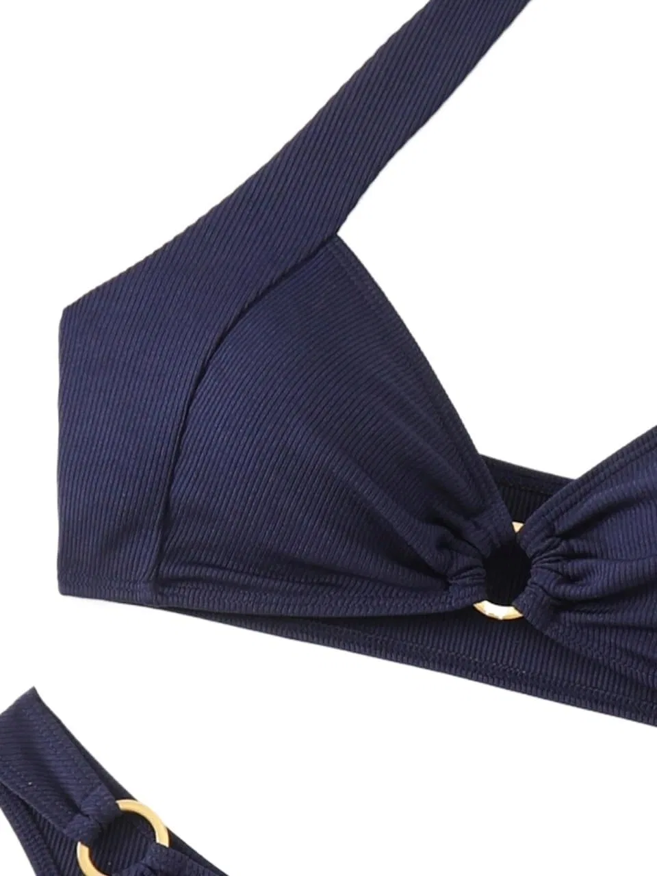 Женский бикини-сет с высокой талией Halterneck, Navy Blue — фото 4