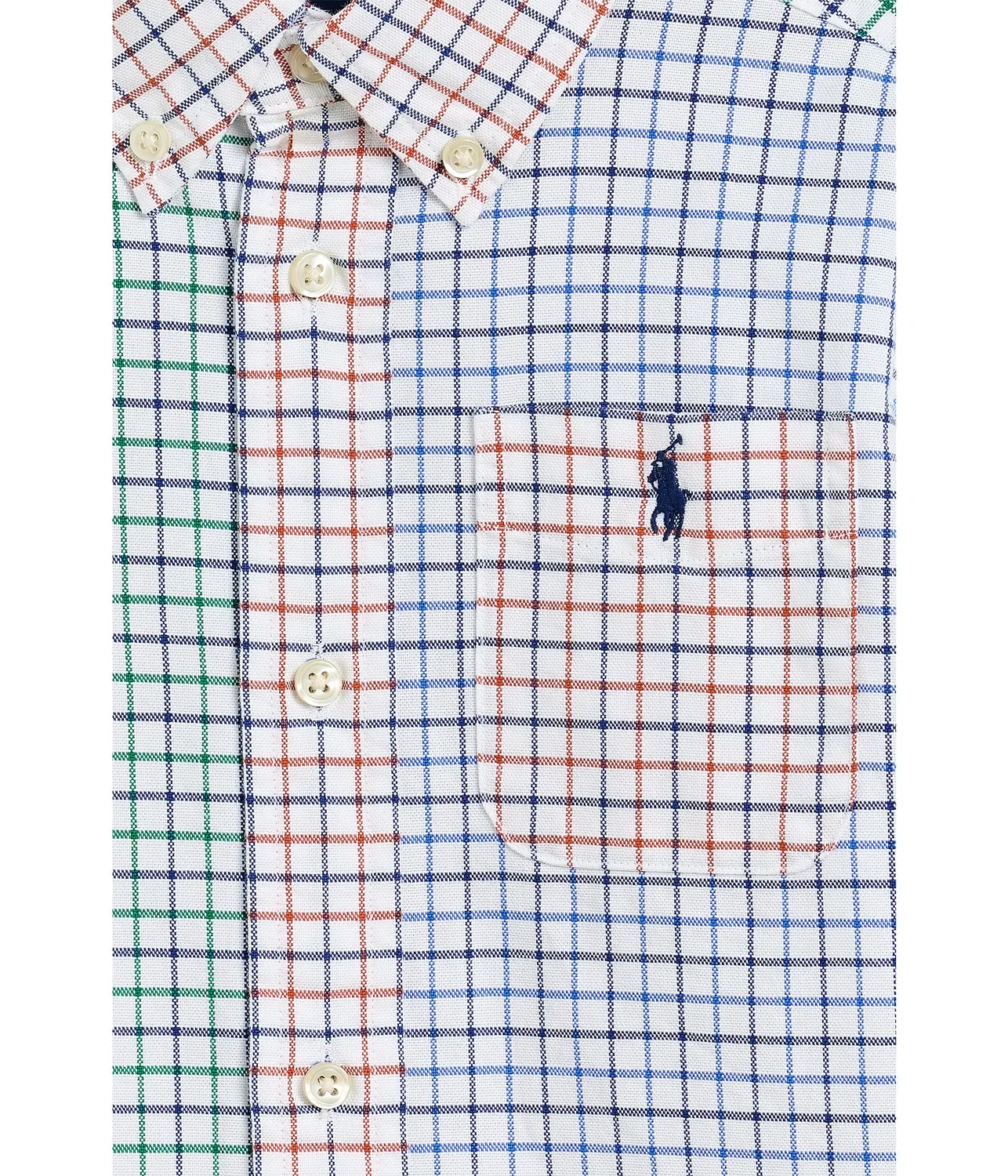 Хлопковая рубашка Tattersall Cotton Oxford Fun Shirt (для малышей/детей младшего возраста) Polo Ralph Lauren Kids, Tattersall Funshirt — фото 3