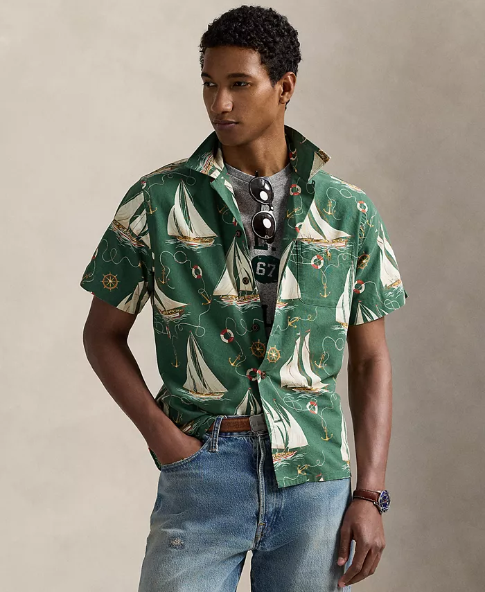 

Мужская классическая оксфордская рубашка с принтом парусника Polo Ralph Lauren, мультиколор