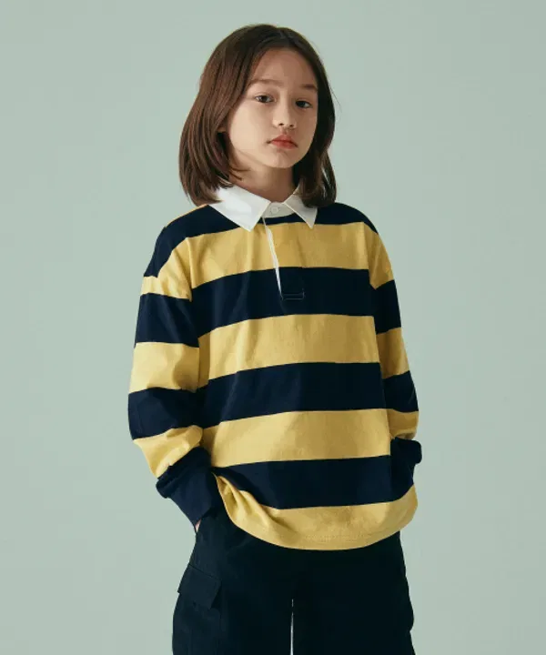 Рубашка поло с полоской, Musinsa Standard Kids, Navy/Yellow