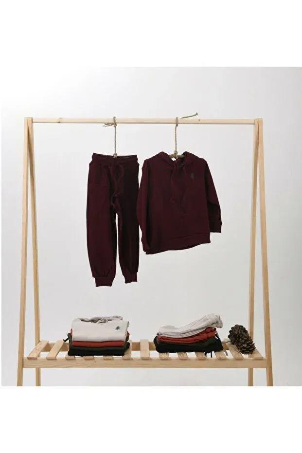 Детские спортивные штаны для девочек с принтом Basic Jogger Green Attitude, Burgundy — фото 2