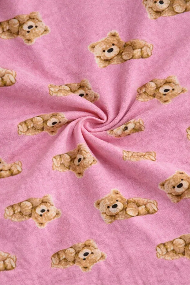 Детский комплект пижамы из микрозамши с принтом Oz baby Unisex Baby And Child Set 1-4 Years Micro Suede Four Seasons Top And Bottom Pajamas Tracksuit Ozbaby.Com, Pink — фото 3