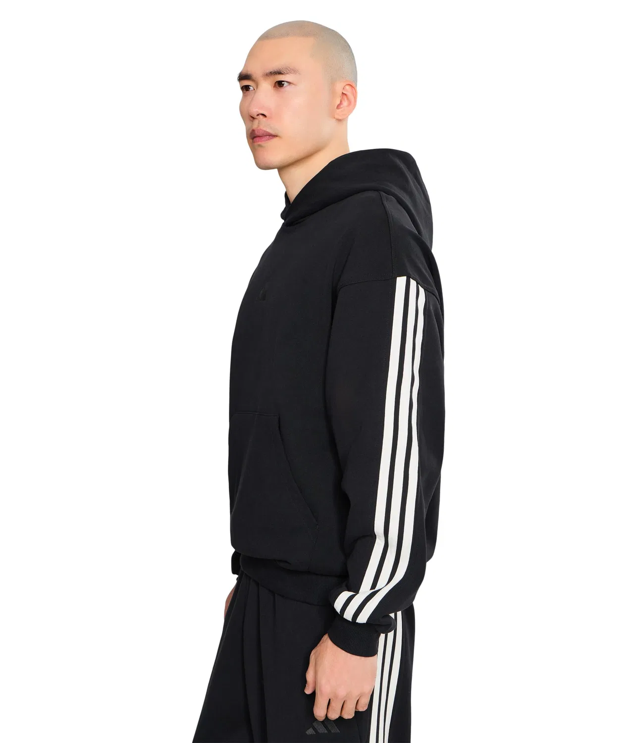Худи Kit 3-Stripes Adidas, Black/Off-White — фото 3