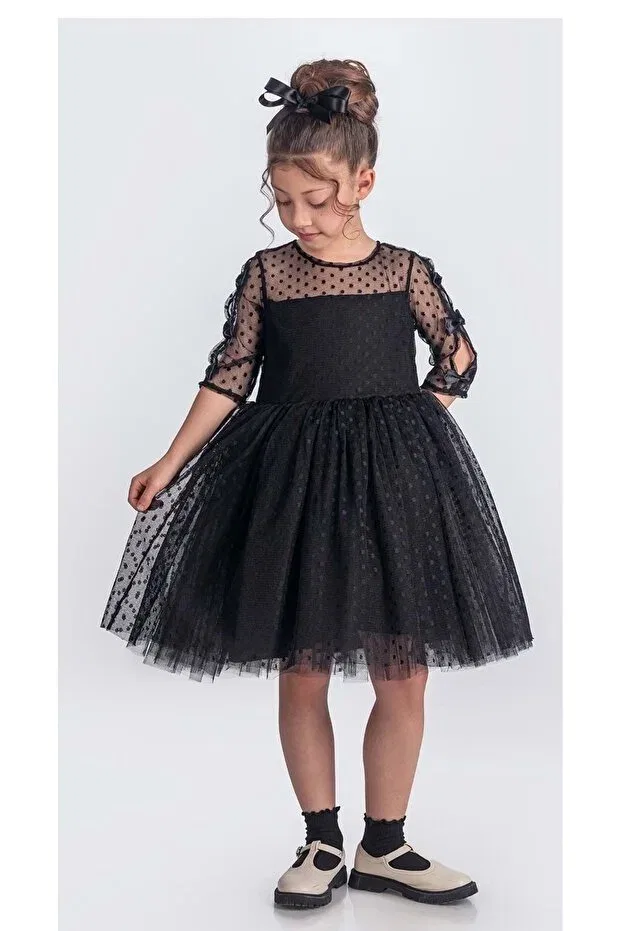 Детское платье для девочек с принтом Put-On-Out Mnk Baby&Kids, Black — фото 3