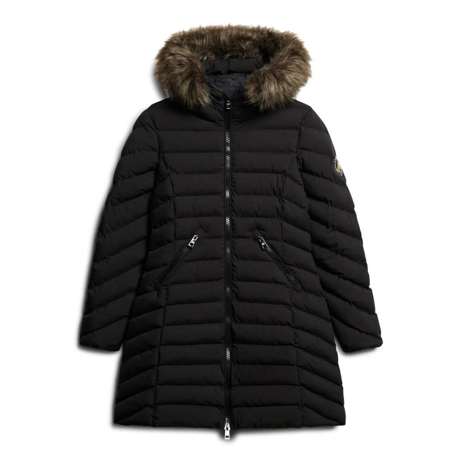 Женская утепленная куртка Fuji Faux Fur Superdry, Schwarz