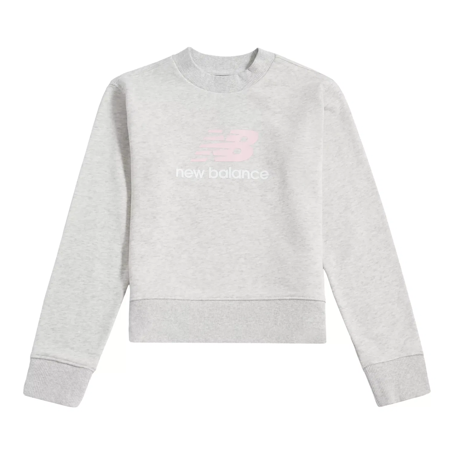 Детский свитшот с длинным рукавом с принтом BB Stacked Logo New Balance, Ash Heather