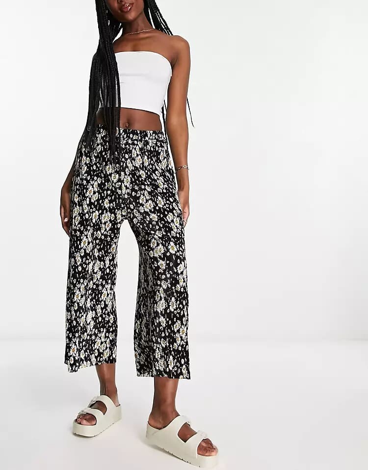 

Брюки ASOS DESIGN Plisse Wide Leg Culottes, мультиколор, Серый, Брюки ASOS DESIGN Plisse Wide Leg Culottes, мультиколор