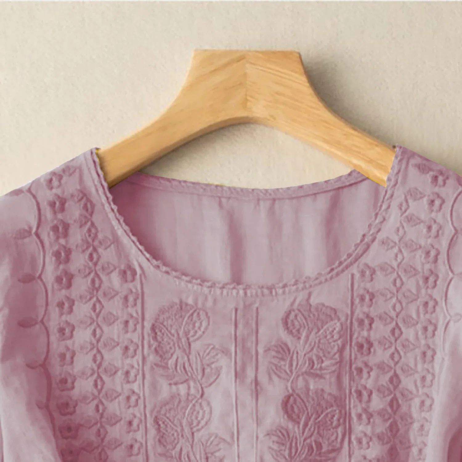 Женская блуза с цветочной вышивкой Cotton Linen Tops, Z12-pink Linen Shirts for Women — фото 4