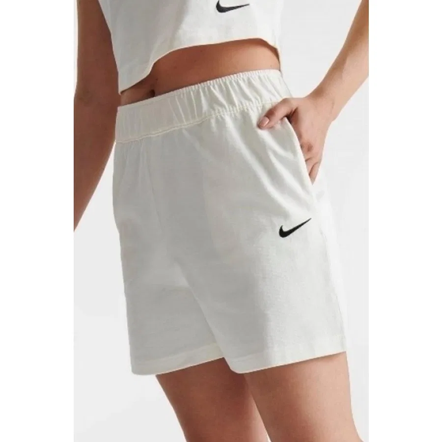 Шорты женские свободного кроя с карманами Sportswear Essential Loose Fit Jersey Shorts Nike, Кремовый