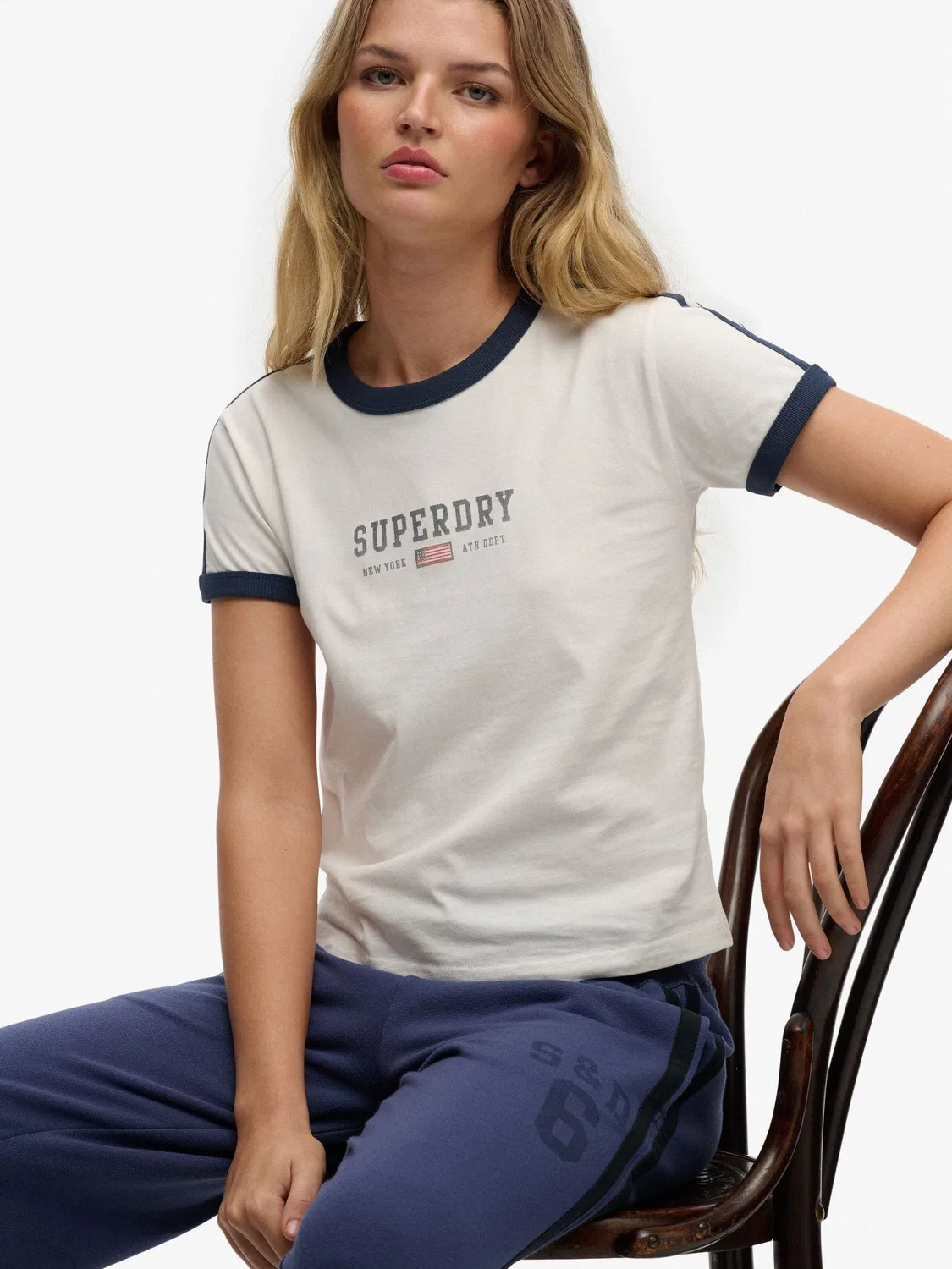 Футболка с принтом Athletic Essentials Ringer Superdry, белый