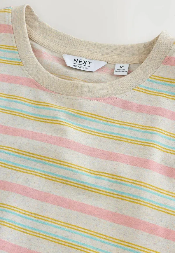 Футболка с горизонтальной полоской Regular Fit Next Pink, Ecru, розовый — фото 3