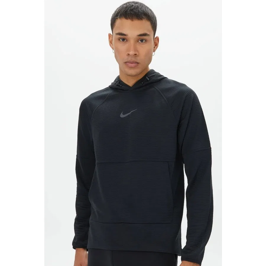 Мужской свитшот с капюшоном и длинным рукавом Nike Pro Dri Fit Fleece Pullover Hoodie, Черный