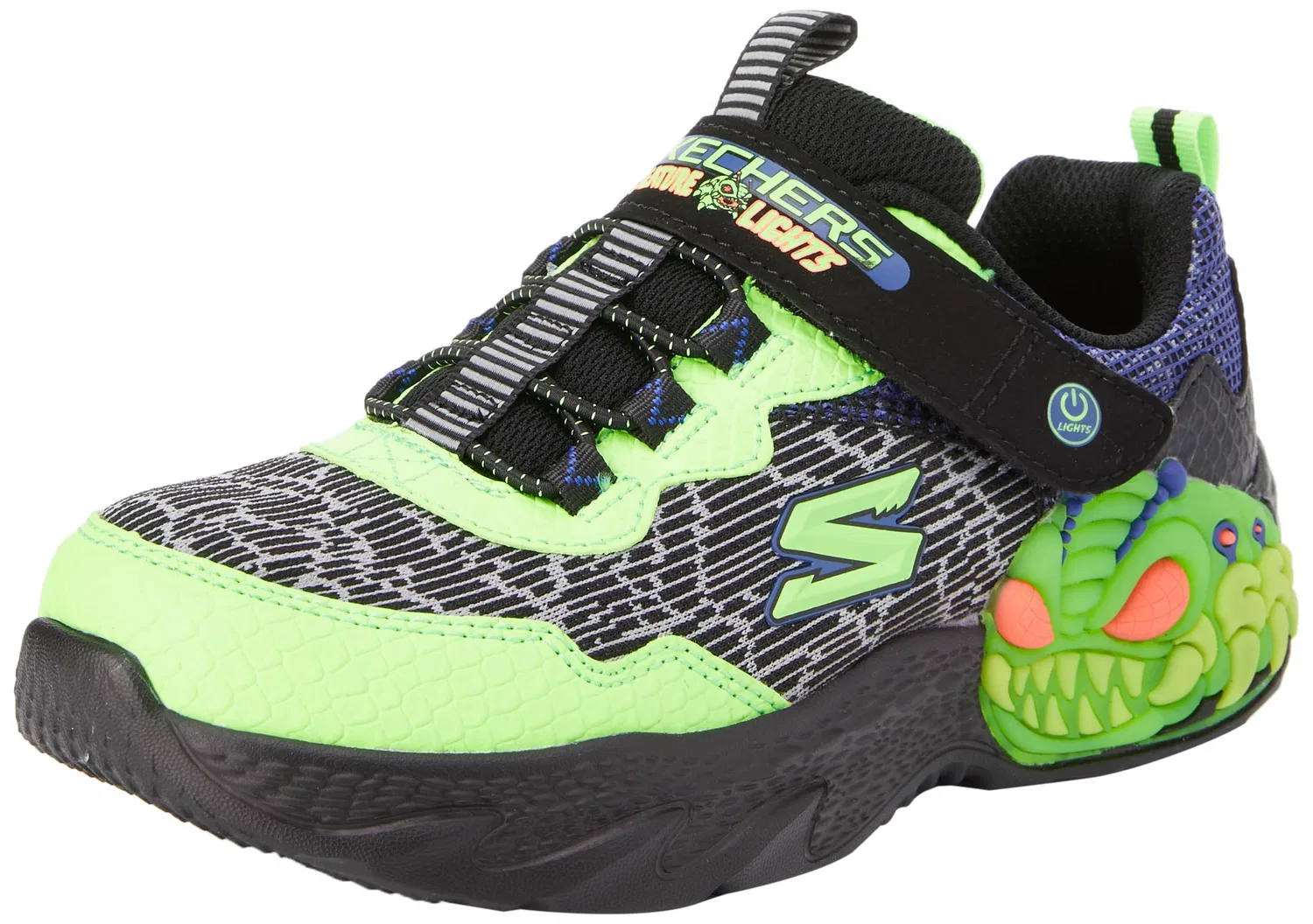 Детские кроссовки для мальчиков с подсветкой Creatura Skechers, Lime Black