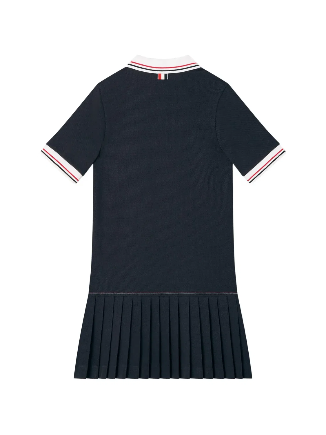 Плиссированное платье из ткани пике Thom Browne Kids, синий — фото 2