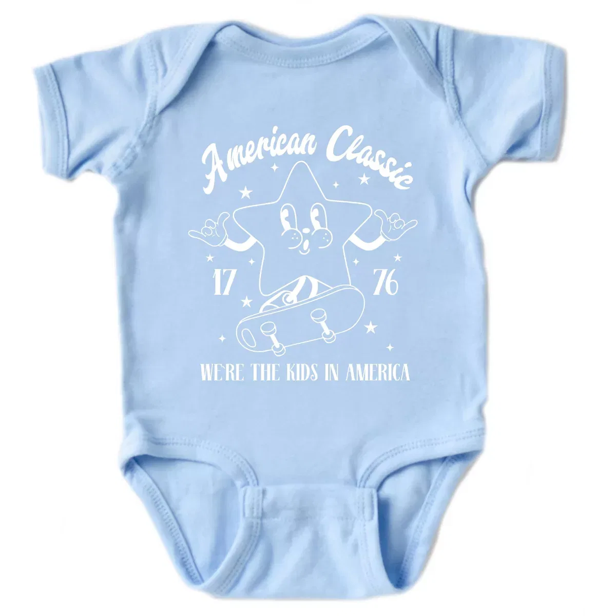 Детский боди с коротким рукавом American Classic Kids In America The Juniper Shop, Light Blue — фото 2