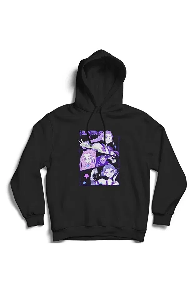 Детское худи для девочек с принтом Huntrix Poster, The Fame, Black