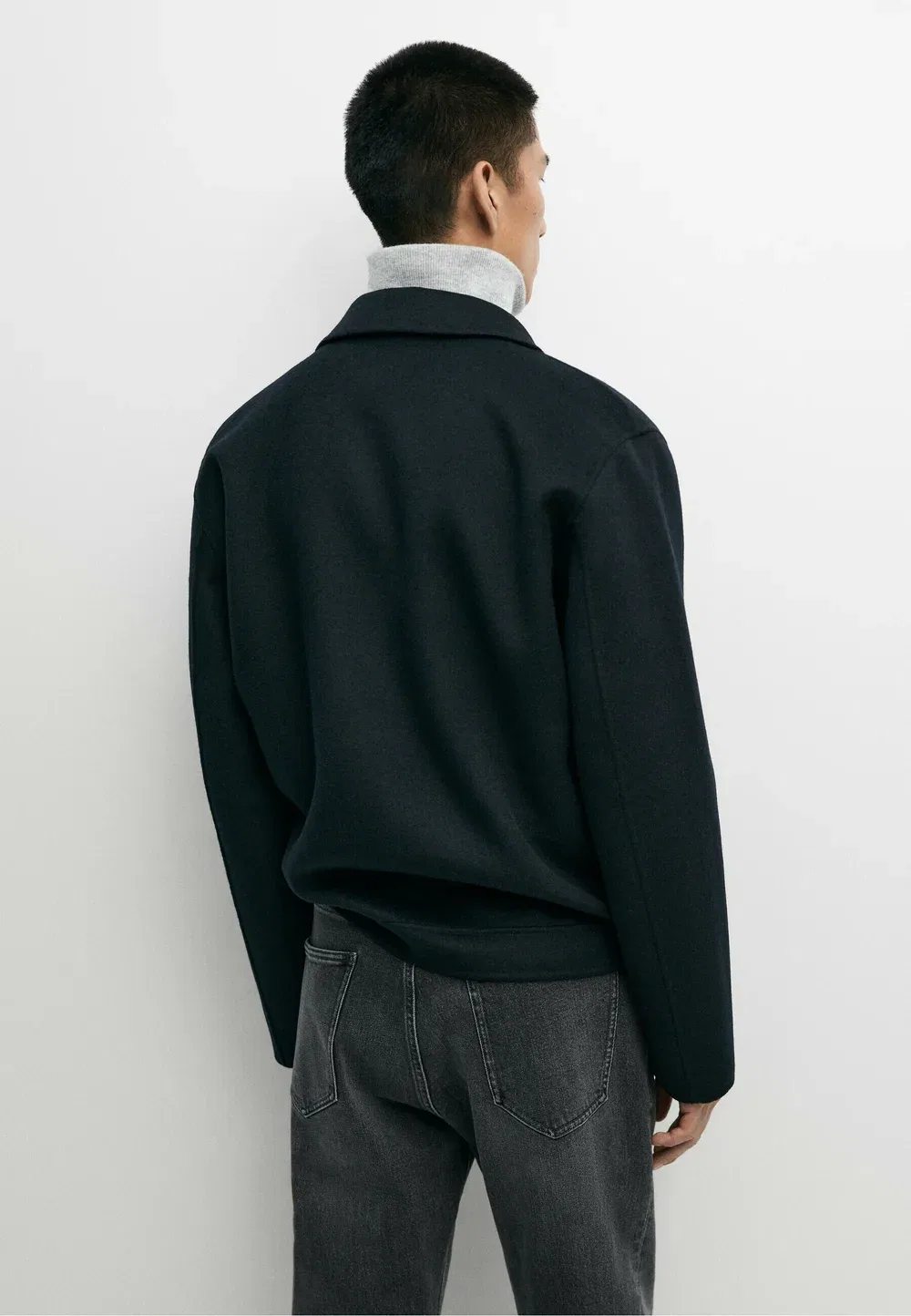 Куртка на молнии из шерстяной смеси - легкая куртка Massimo Dutti, Dark Blue — фото 3