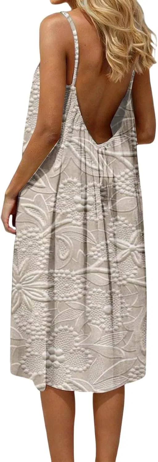Женское летнее сарафан-ками с открытой спиной Printed, Khaki