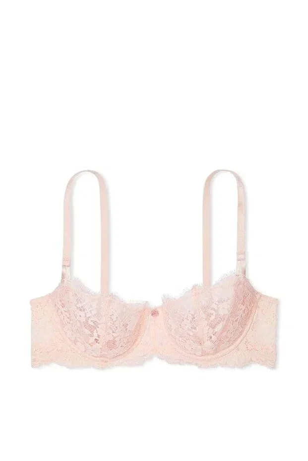 Женский кружевной бюстгальтер-балконет с вышивкой Victoria'S Secret, Hot Pink — фото 4