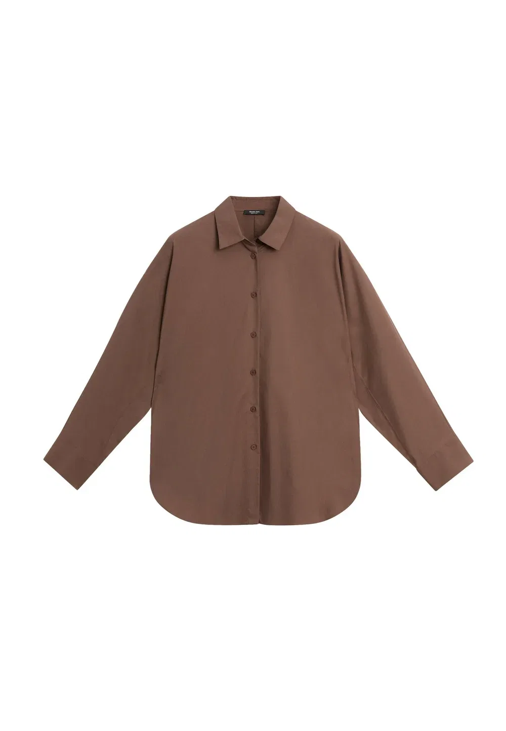 Рубашка из хлопкового поплина - блузка на пуговицах Massimo Dutti, Dark Brown — фото 3