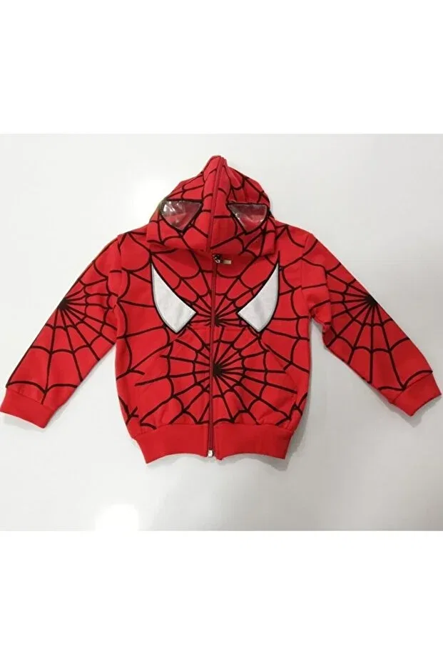 Детский кардиган с принтом Spiderman hooded cardigan Yonca Çocuk, Red — фото 3