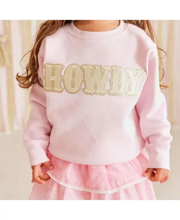 Детская толстовка для девочек с принтом Howdy Patch Sweet Wink, Ballet Pink — фото 3