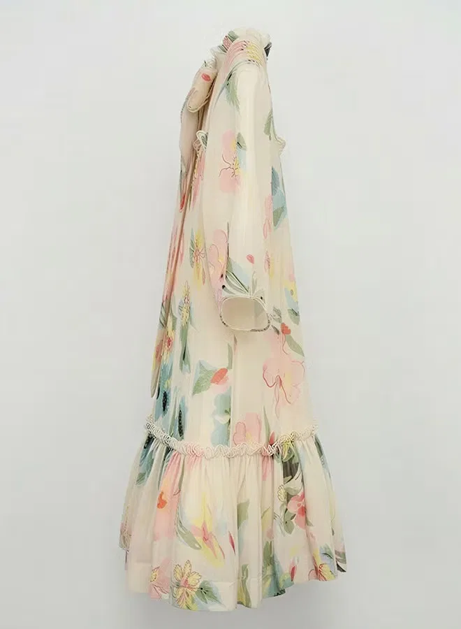 Платье с цветочным принтом Flora Froo Kids, кремовый — фото 3