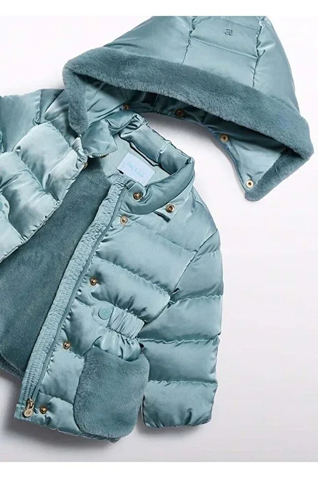 Детское пальто для девочек с капюшоном Abel lula baby girl coat Mayoral, Blue — фото 3