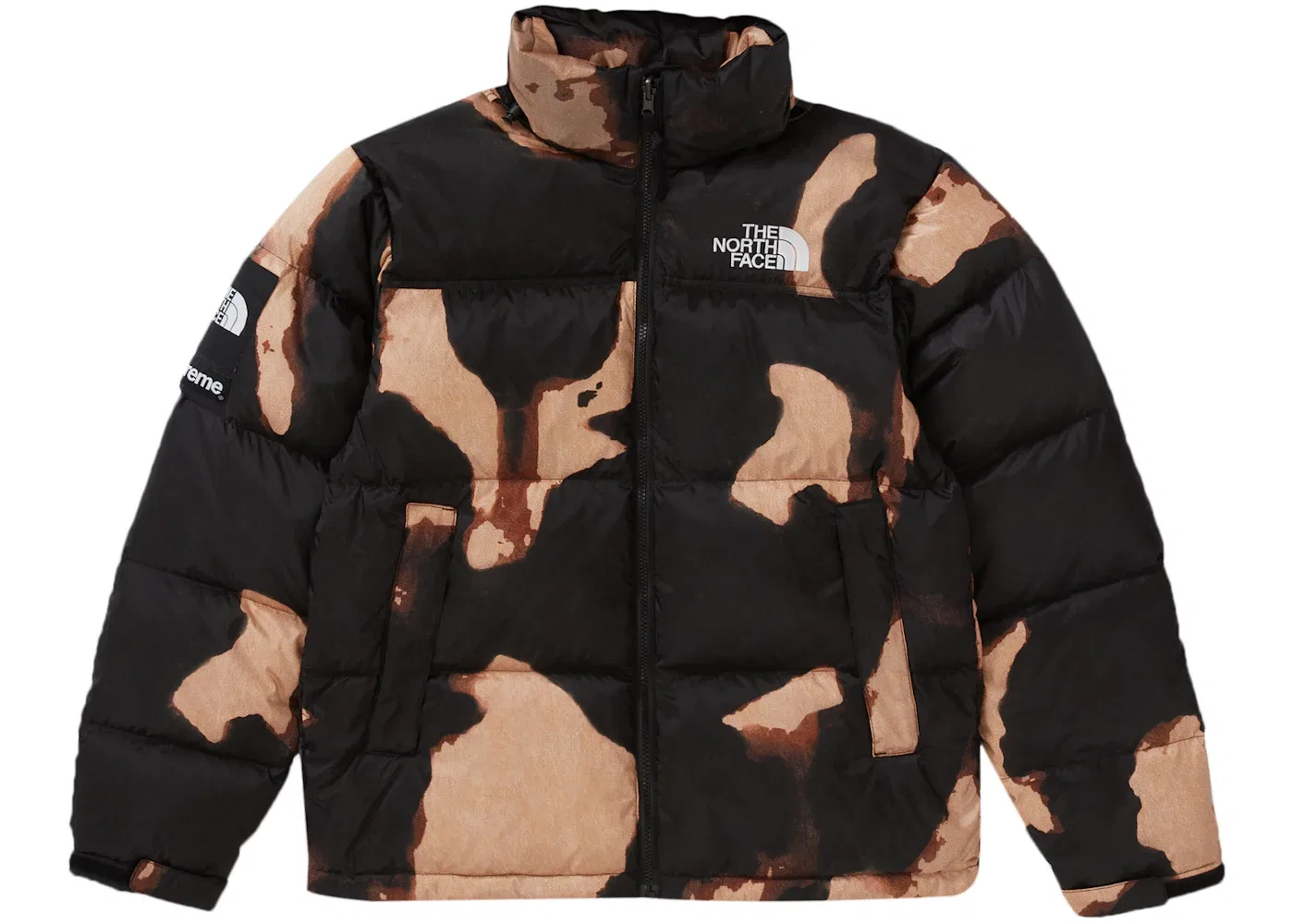 Мужская куртка с принтом Supreme The North Face Bleached Denim Print Nuptse, Black