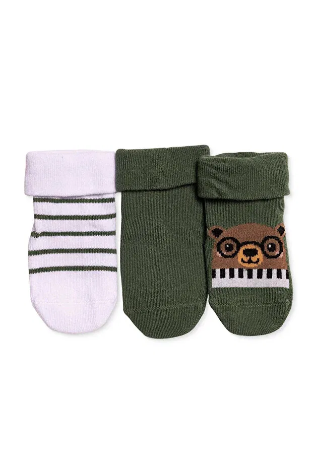 Детские носки для мальчиков набор 3 шт Hellobaby, Green Printed Ebebek Hello Baby