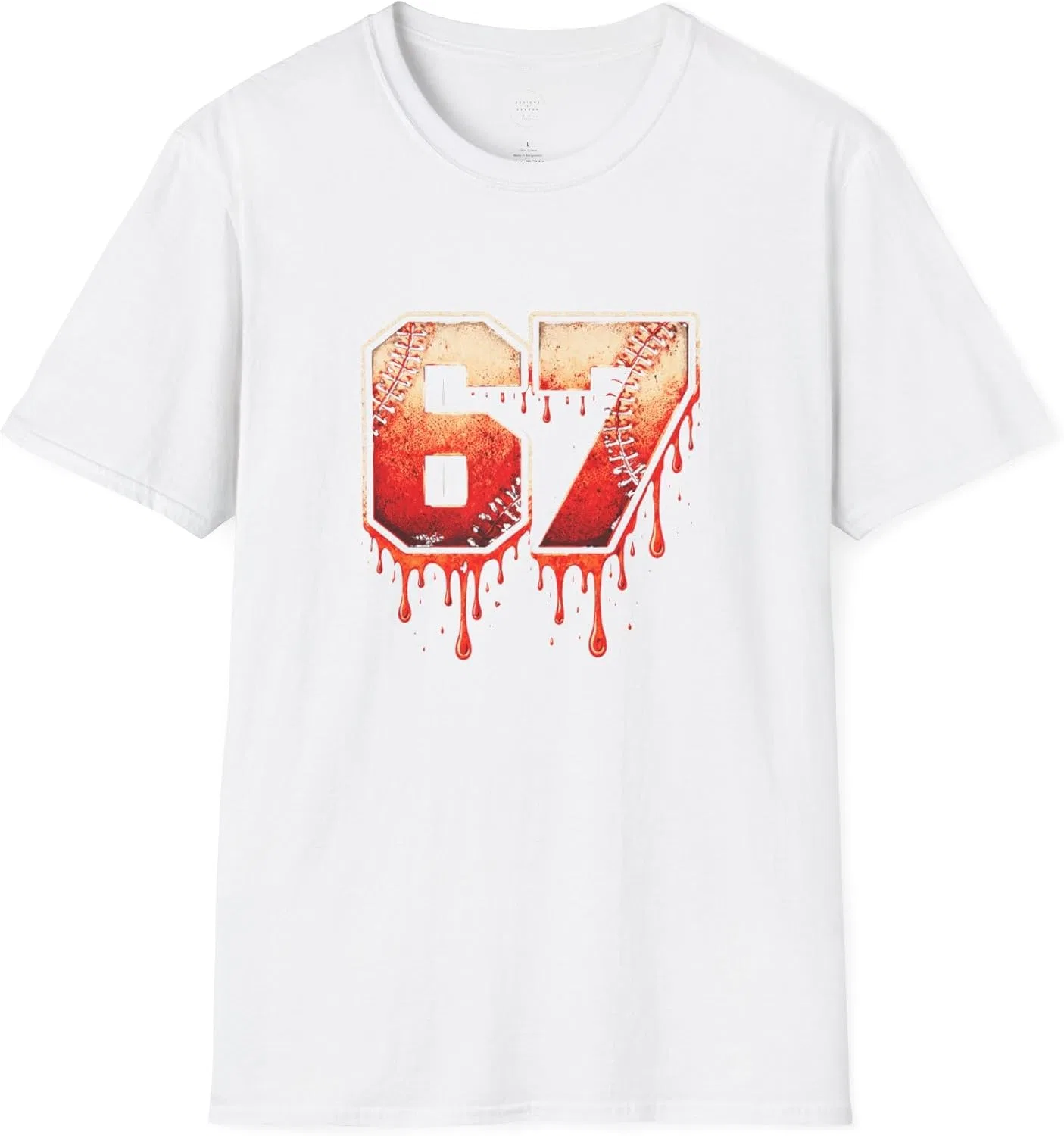 Футболка с графическим дизайном 67 Baseball Drip, White